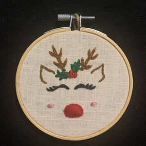 Xmas Reindeer embroidery art